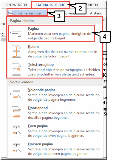 Pagina Einde Invoegen